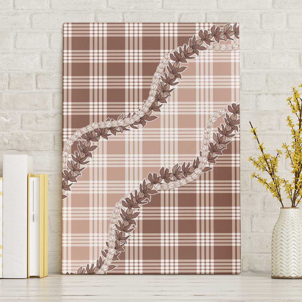 Beige Hawaii Palaka Canvas Wall Art Hawaiian Pikake Lei LT05 Without Frame Beige - Polynesian Pride
