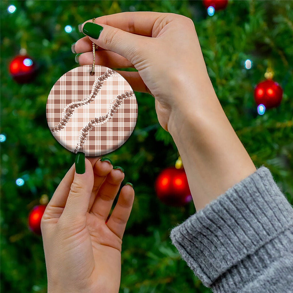 Beige Hawaii Palaka Ceramic Ornament Hawaiian Pikake Lei