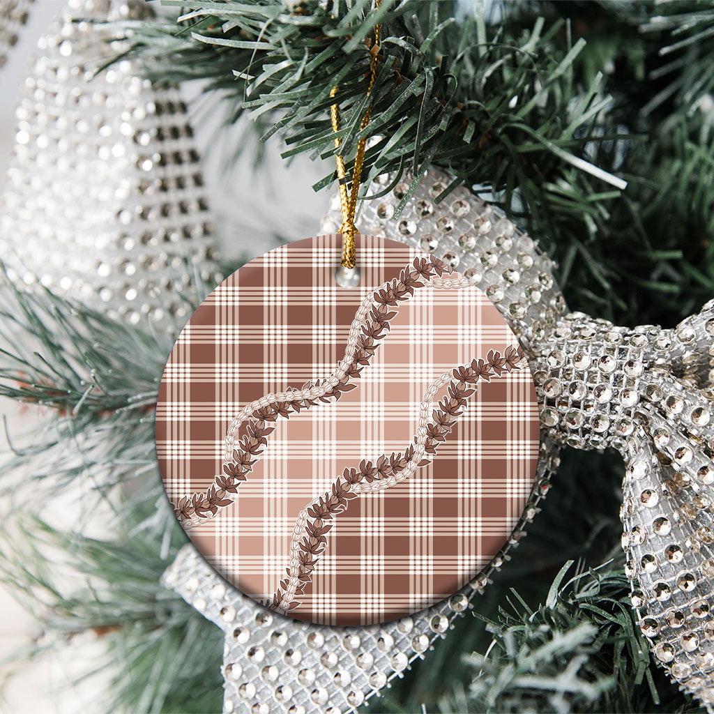 Beige Hawaii Palaka Ceramic Ornament Hawaiian Pikake Lei