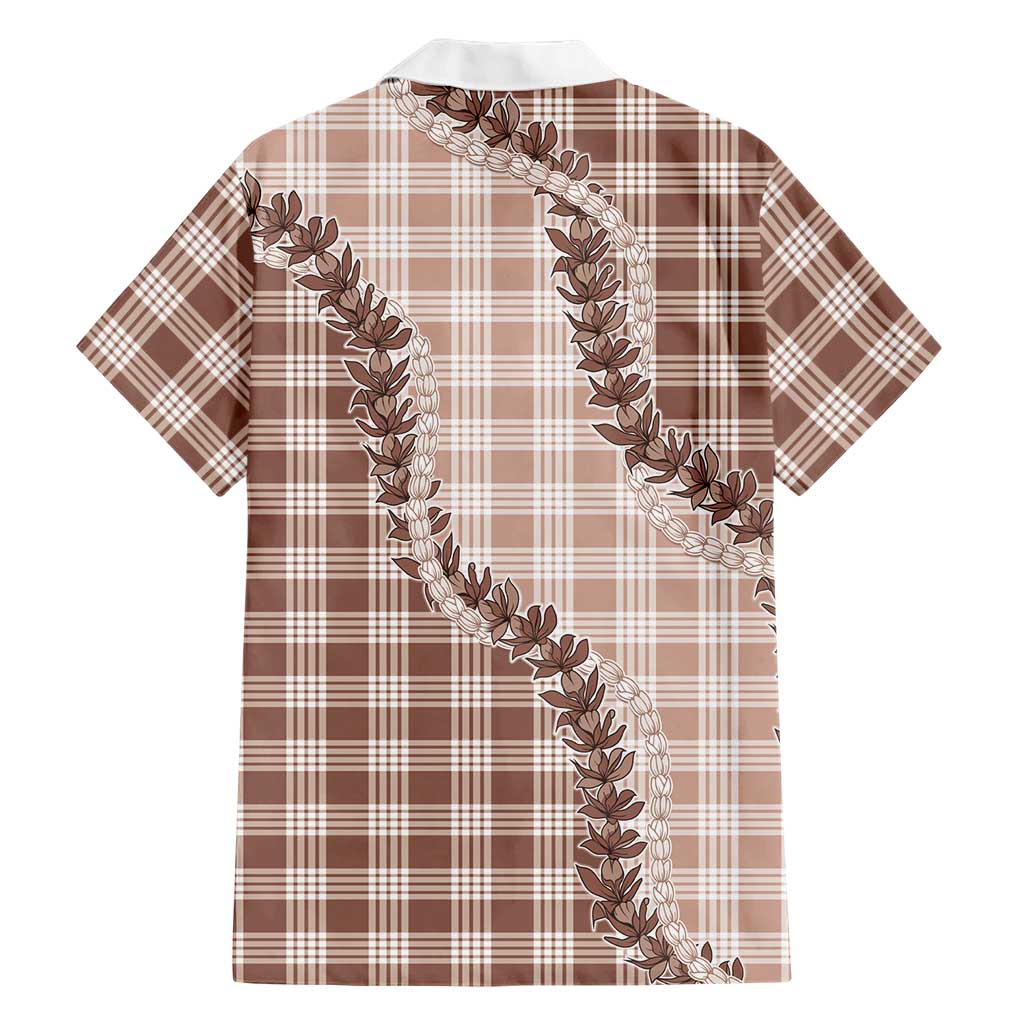 Beige Hawaii Palaka Family Matching Long Sleeve Bodycon Dress and Hawaiian Shirt Hawaiian Pikake Lei LT05 - Polynesian Pride