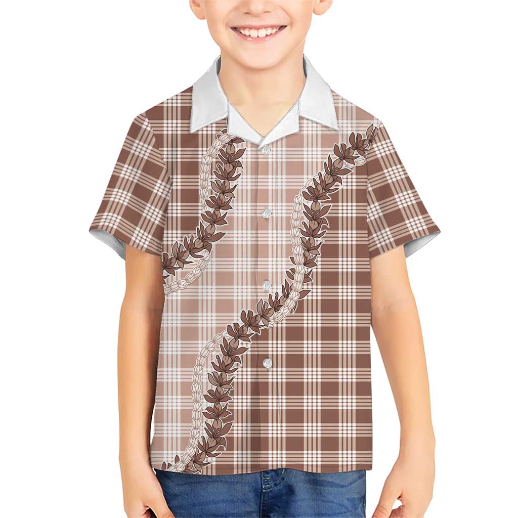 Beige Hawaii Palaka Family Matching Short Sleeve Bodycon Dress and Hawaiian Shirt Hawaiian Pikake Lei LT05 Son's Shirt Beige - Polynesian Pride