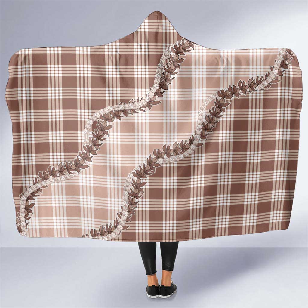 Beige Hawaii Palaka Hooded Blanket Hawaiian Pikake Lei LT05 One Size Beige - Polynesian Pride