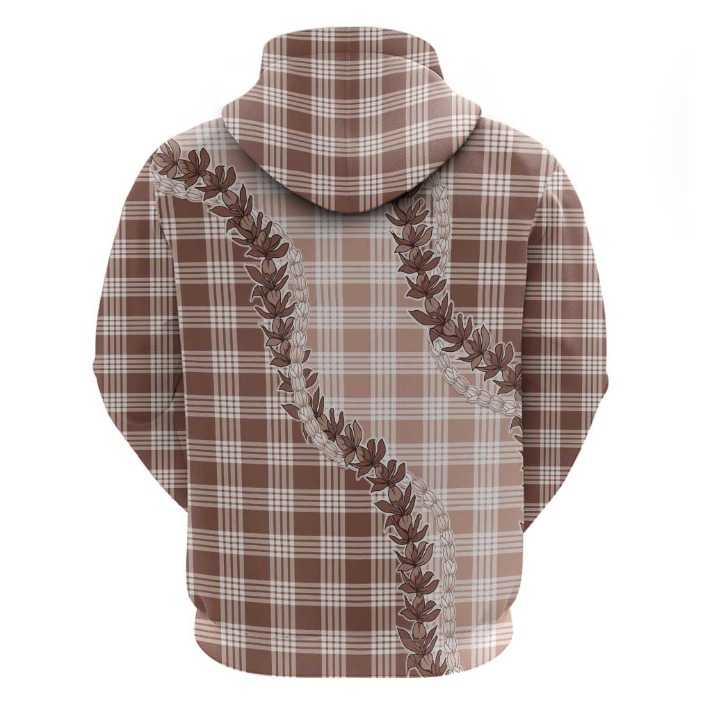 Beige Hawaii Palaka Hoodie Hawaiian Pikake Lei