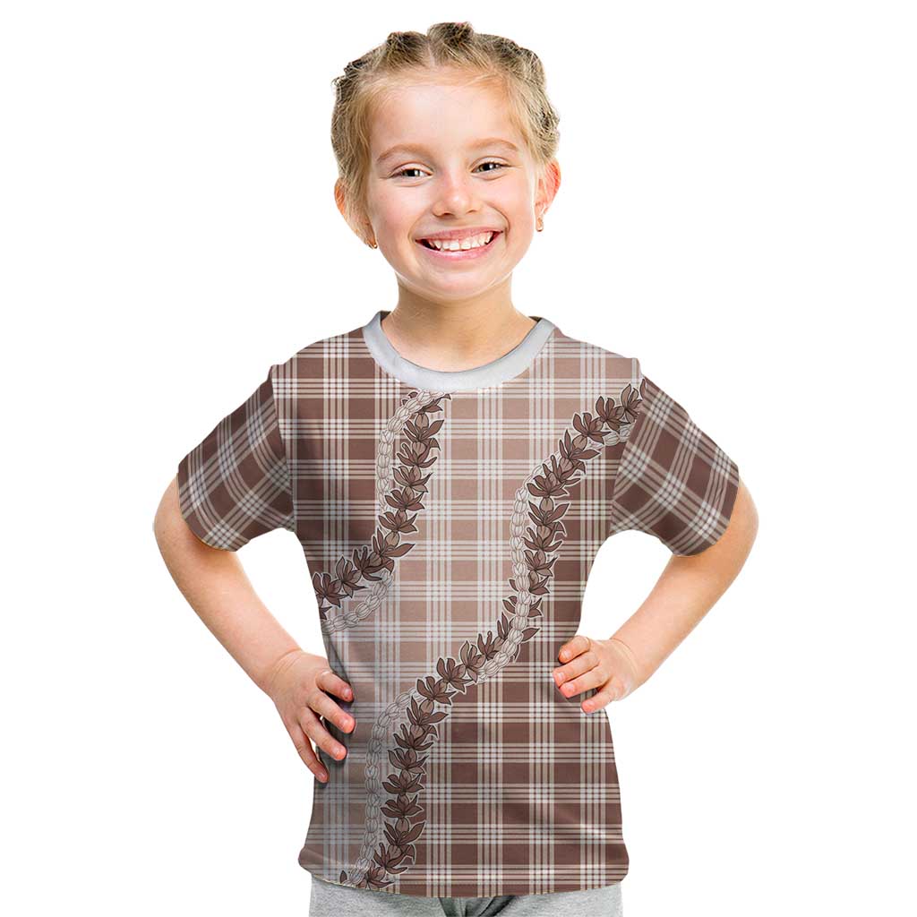 Beige Hawaii Palaka Kid T Shirt Hawaiian Pikake Lei LT05 Beige - Polynesian Pride