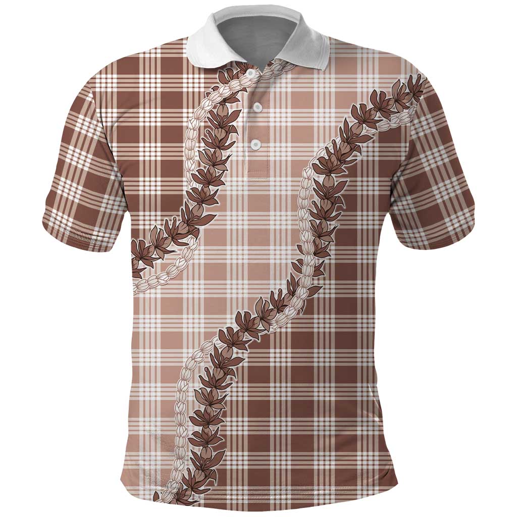 Beige Hawaii Palaka Polo Shirt Hawaiian Pikake Lei LT05 Beige - Polynesian Pride
