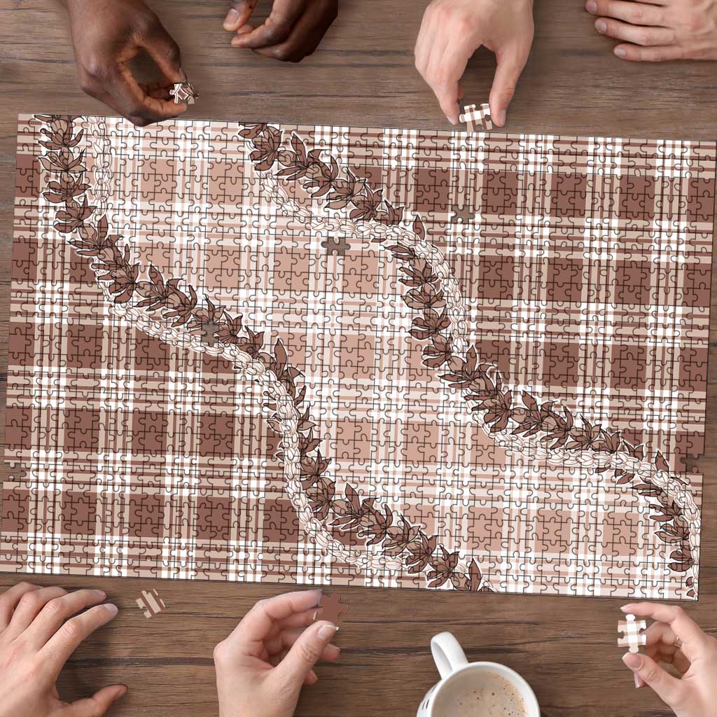 Beige Hawaii Palaka Puzzle Hawaiian Pikake Lei LT05 - Polynesian Pride