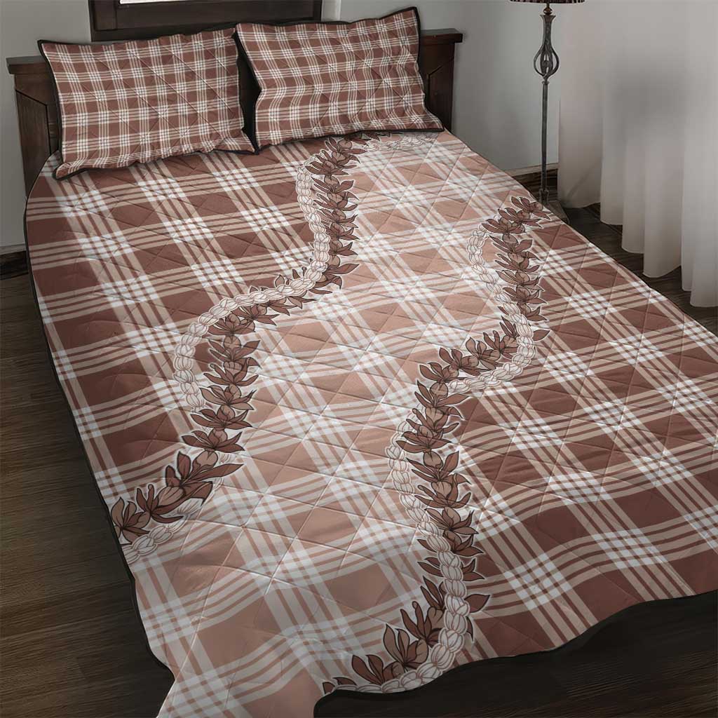 Beige Hawaii Palaka Quilt Bed Set Hawaiian Pikake Lei LT05 Beige - Polynesian Pride