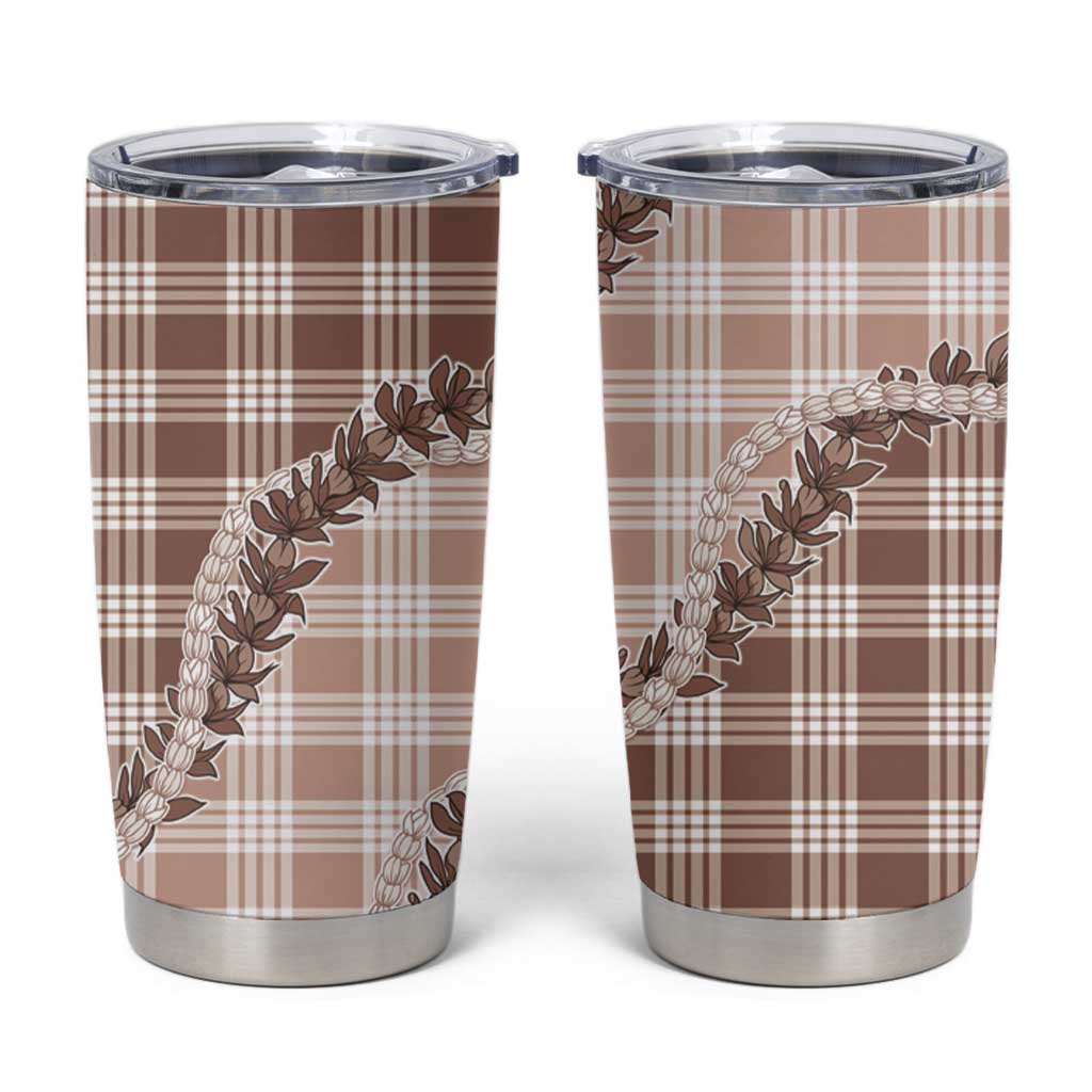 Beige Hawaii Palaka Tumbler Cup Hawaiian Pikake Lei LT05 Beige - Polynesian Pride