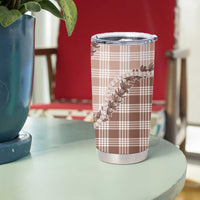 Beige Hawaii Palaka Tumbler Cup Hawaiian Pikake Lei LT05 - Polynesian Pride