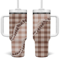 Beige Hawaii Palaka Tumbler With Handle Hawaiian Pikake Lei LT05 One Size: 40 oz Beige - Polynesian Pride
