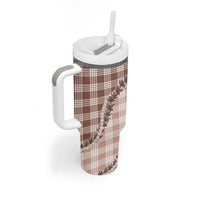 Beige Hawaii Palaka Tumbler With Handle Hawaiian Pikake Lei LT05 - Polynesian Pride