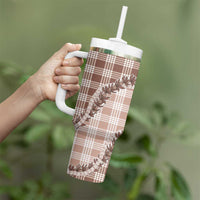 Beige Hawaii Palaka Tumbler With Handle Hawaiian Pikake Lei LT05 - Polynesian Pride