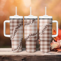 Beige Hawaii Palaka Tumbler With Handle Hawaiian Pikake Lei LT05 - Polynesian Pride