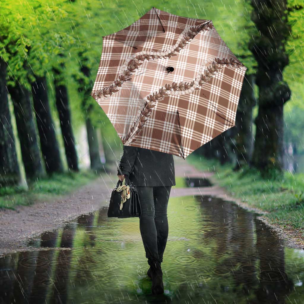 Beige Hawaii Palaka Umbrella Hawaiian Pikake Lei