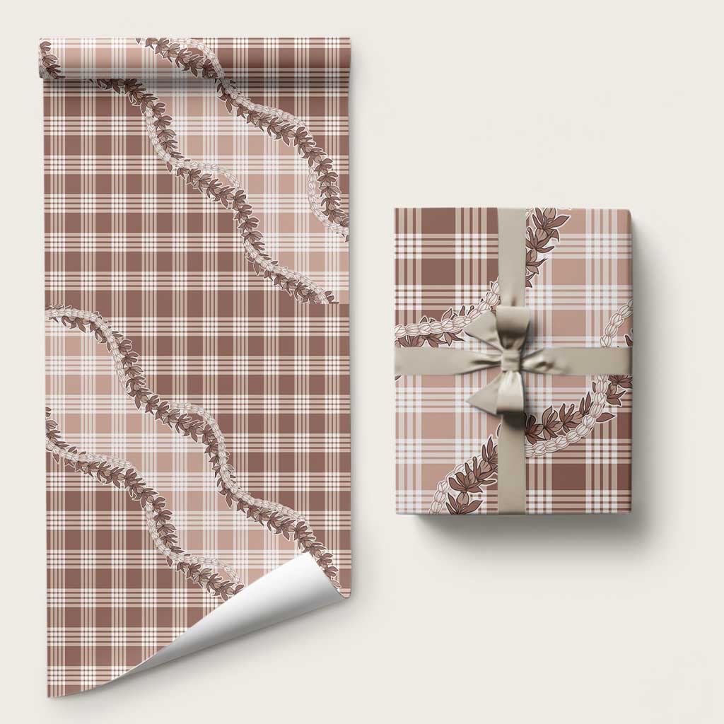 Beige Hawaii Palaka Wrapping Paper Hawaiian Pikake Lei LT05 58" × 23" Beige - Polynesian Pride