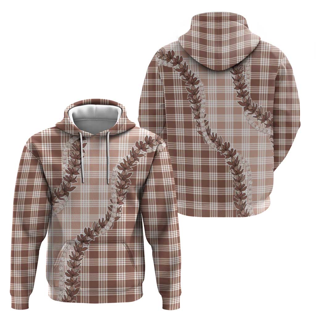 Beige Hawaii Palaka Zip Hoodie Hawaiian Pikake Lei LT05 - Polynesian Pride