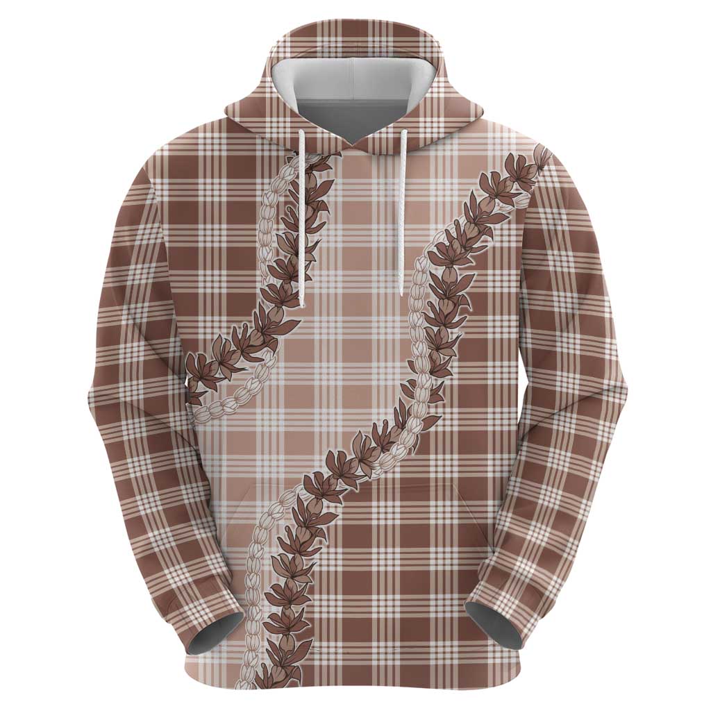 Beige Hawaii Palaka Zip Hoodie Hawaiian Pikake Lei LT05 - Polynesian Pride