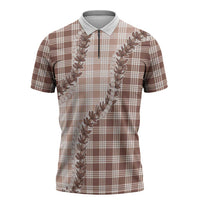 Beige Hawaii Palaka Zipper Polo Shirt Hawaiian Pikake Lei LT05 Beige - Polynesian Pride