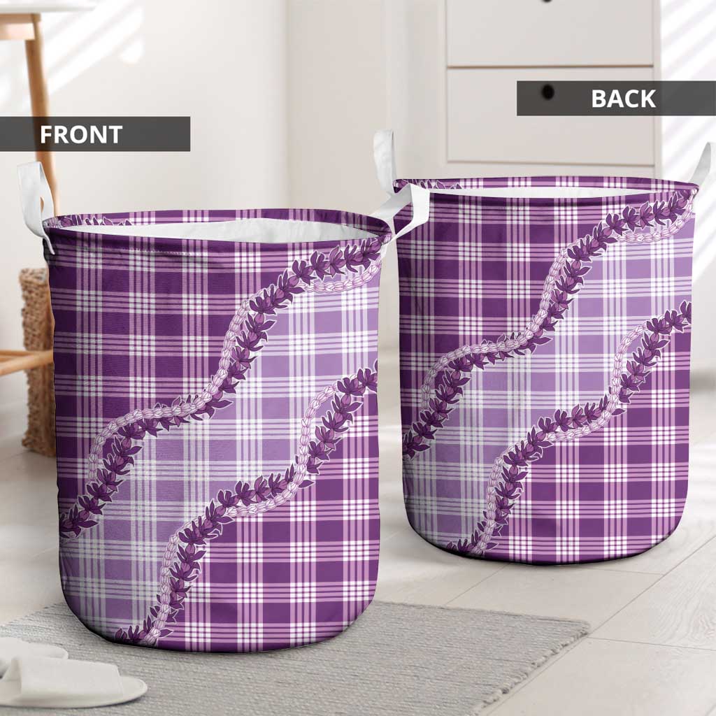 Violet Hawaii Palaka Laundry Basket Hawaiian Pikake Lei LT05 - Polynesian Pride