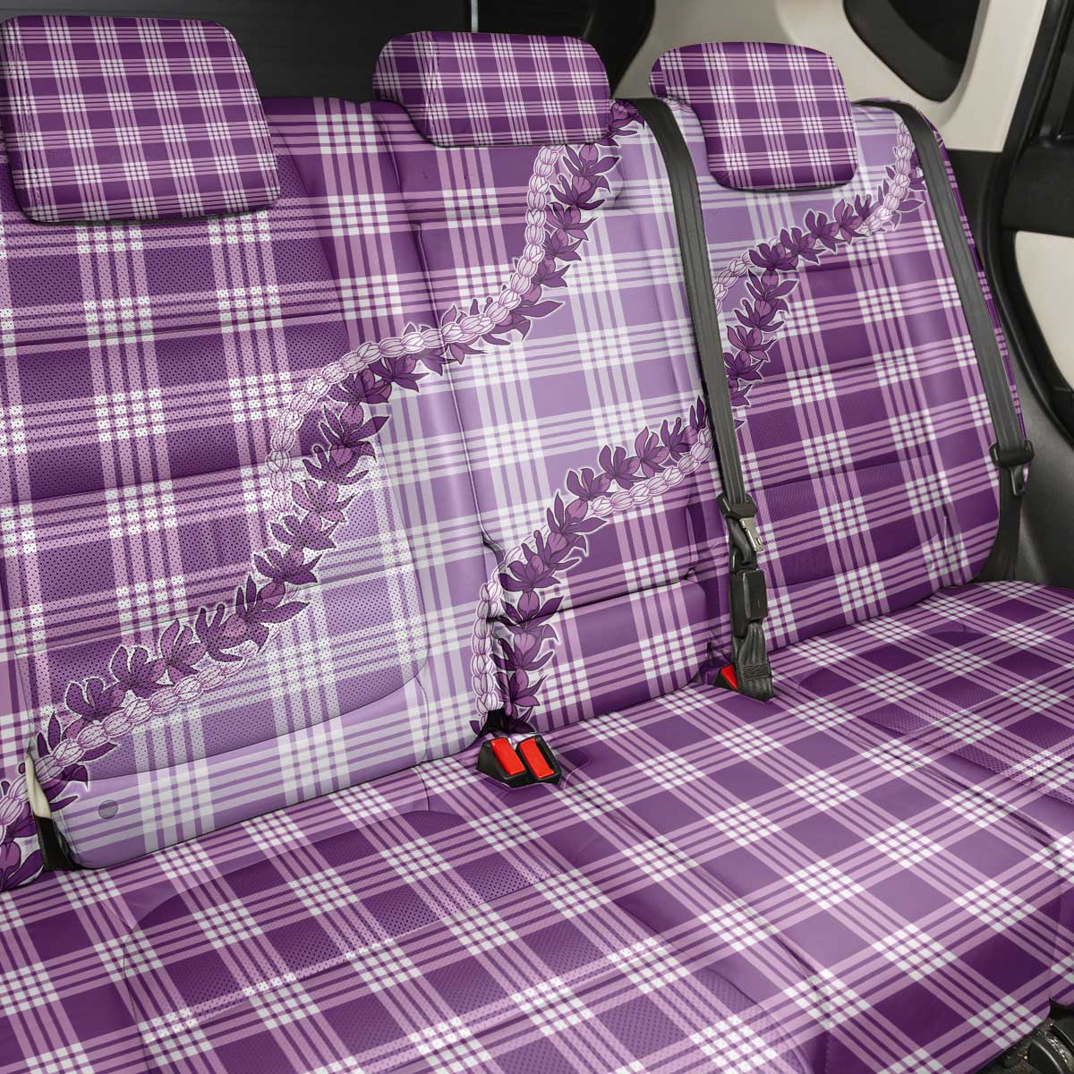 Violet Hawaii Palaka Back Car Seat Cover Hawaiian Pikake Lei LT05 - Polynesian Pride