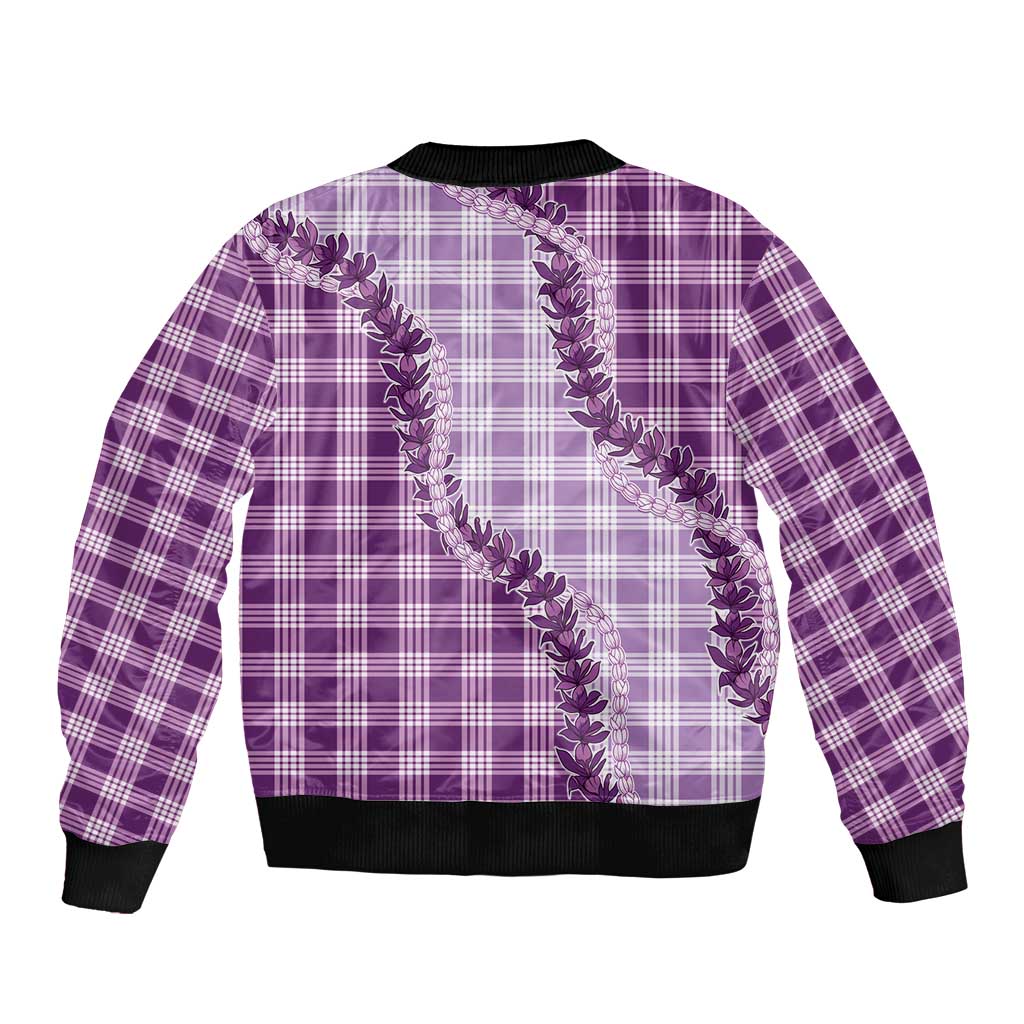 Violet Hawaii Palaka Bomber Jacket Hawaiian Pikake Lei LT05 - Polynesian Pride