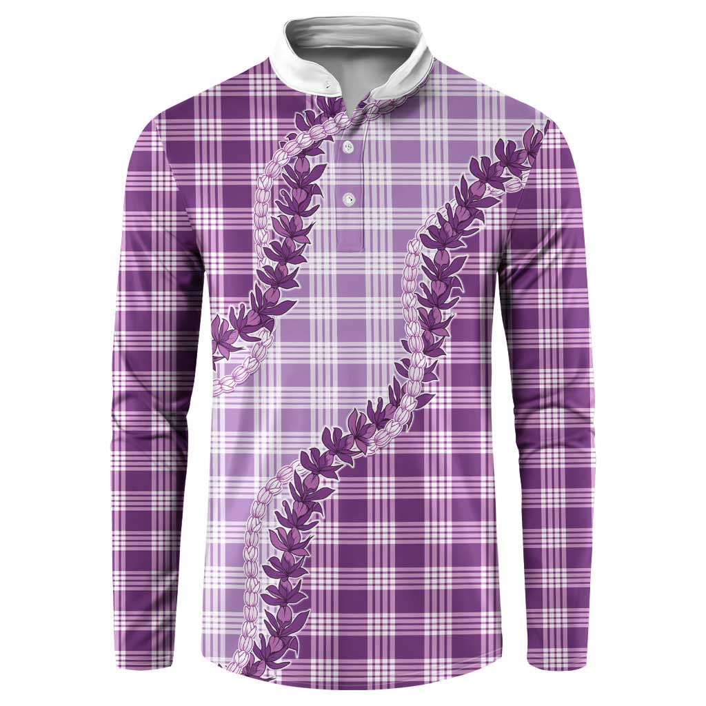 Violet Hawaii Palaka Button Sweatshirt Hawaiian Pikake Lei LT05 Violet - Polynesian Pride