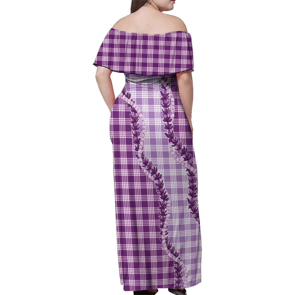 Violet Hawaii Palaka Family Matching Off Shoulder Maxi Dress and Hawaiian Shirt Hawaiian Pikake Lei LT05 - Polynesian Pride