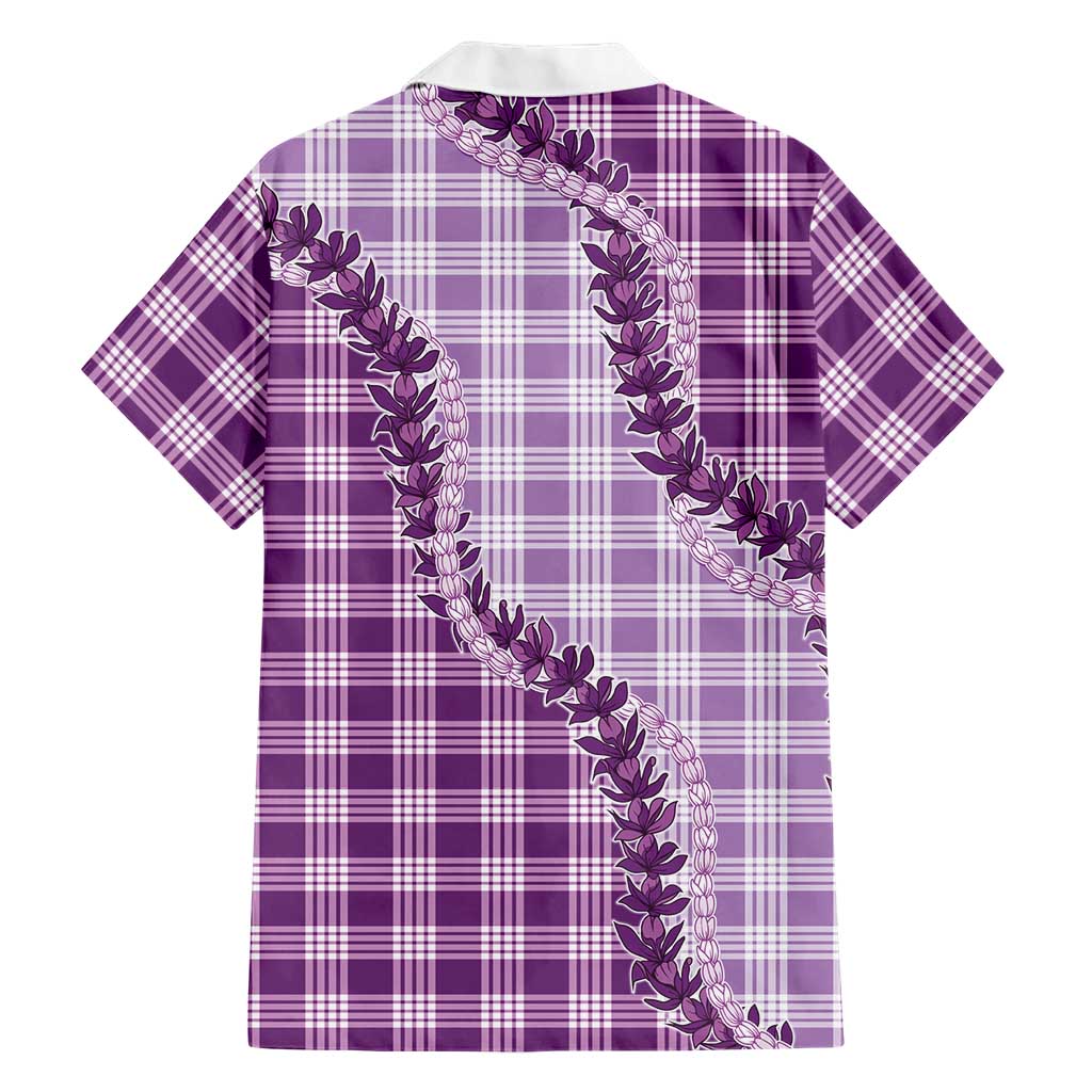 Violet Hawaii Palaka Family Matching Puletasi and Hawaiian Shirt Hawaiian Pikake Lei LT05 - Polynesian Pride