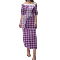 Violet Hawaii Palaka Family Matching Puletasi and Hawaiian Shirt Hawaiian Pikake Lei LT05 Mom's Dress Violet - Polynesian Pride