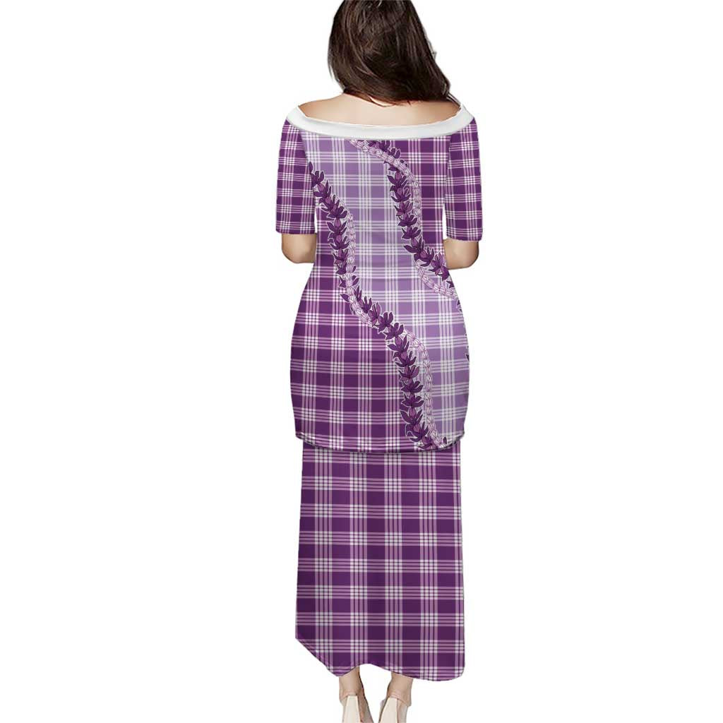 Violet Hawaii Palaka Family Matching Puletasi and Hawaiian Shirt Hawaiian Pikake Lei LT05 - Polynesian Pride