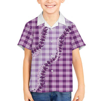 Violet Hawaii Palaka Family Matching Puletasi and Hawaiian Shirt Hawaiian Pikake Lei LT05 Son's Shirt Violet - Polynesian Pride