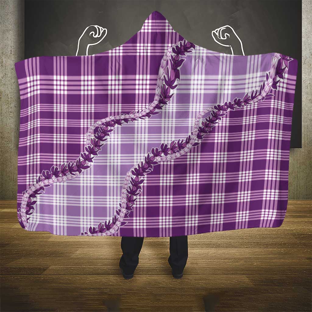 Violet Hawaii Palaka Hooded Blanket Hawaiian Pikake Lei LT05 - Polynesian Pride