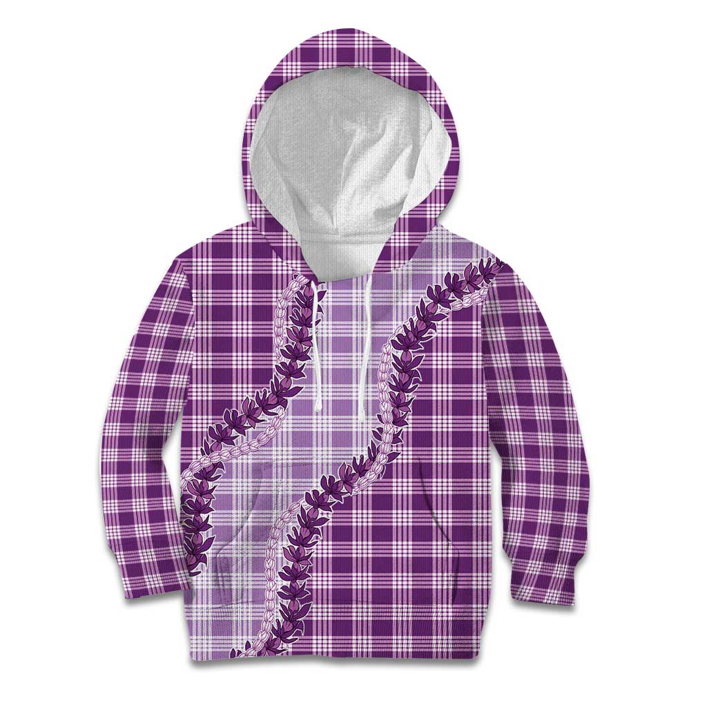 Violet Hawaii Palaka Kid Hoodie Hawaiian Pikake Lei LT05 Hoodie Violet - Polynesian Pride
