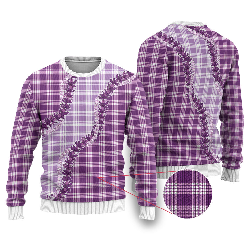 Violet Hawaii Palaka Ugly Christmas Sweater Hawaiian Pikake Lei