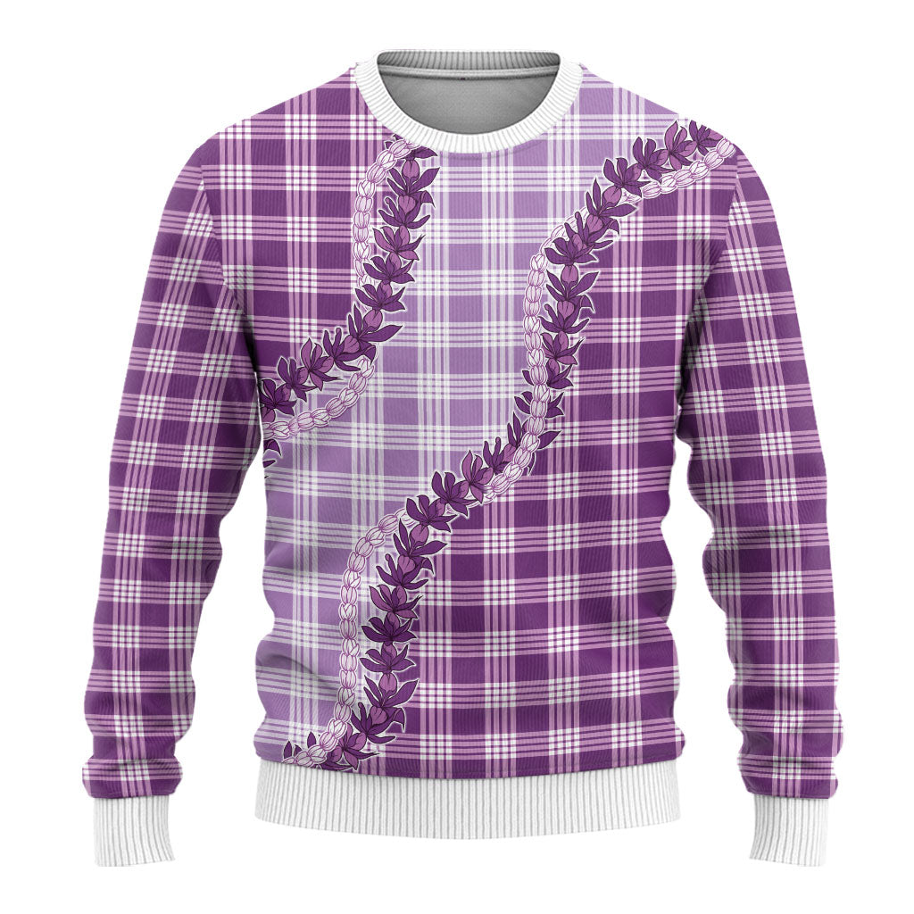 Violet Hawaii Palaka Ugly Christmas Sweater Hawaiian Pikake Lei