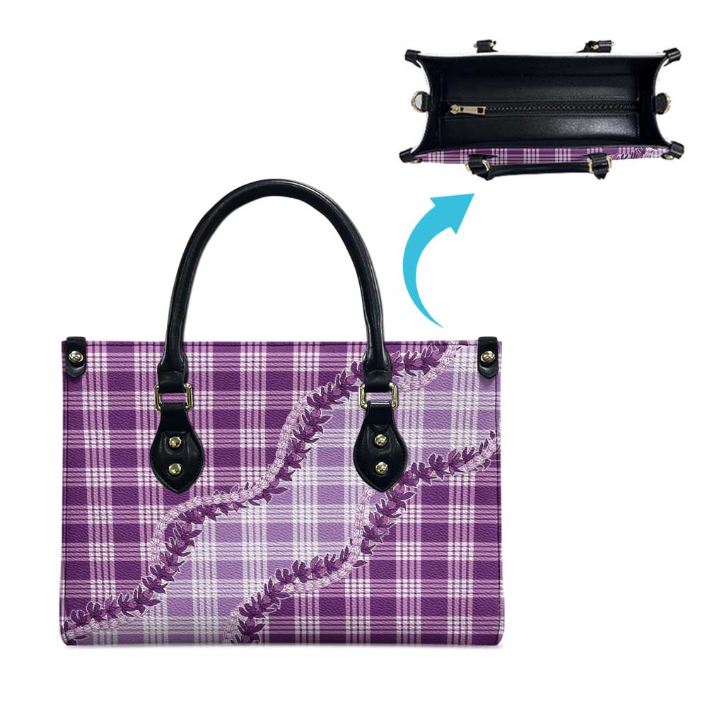Violet Hawaii Palaka Leather Bag Hawaiian Pikake Lei LT05 - Polynesian Pride