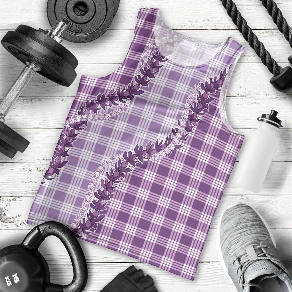 Violet Hawaii Palaka Men Tank Top Hawaiian Pikake Lei LT05 - Polynesian Pride
