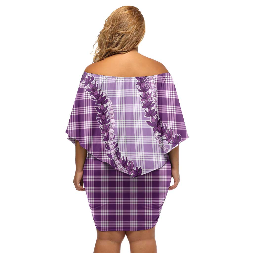 Violet Hawaii Palaka Off Shoulder Short Dress Hawaiian Pikake Lei LT05 - Polynesian Pride