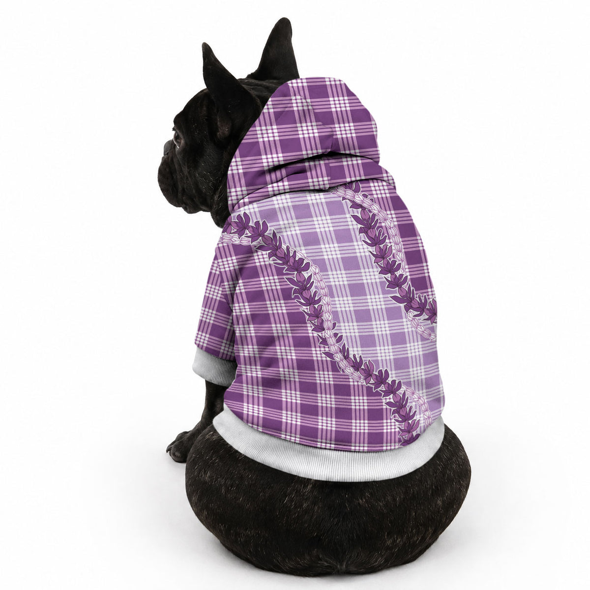 Violet Hawaii Palaka Pet Hoodie Hawaiian Pikake Lei