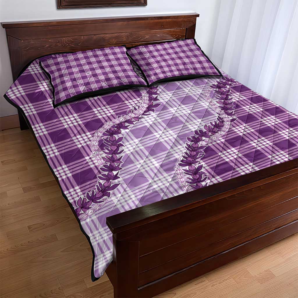 Violet Hawaii Palaka Quilt Bed Set Hawaiian Pikake Lei LT05 - Polynesian Pride
