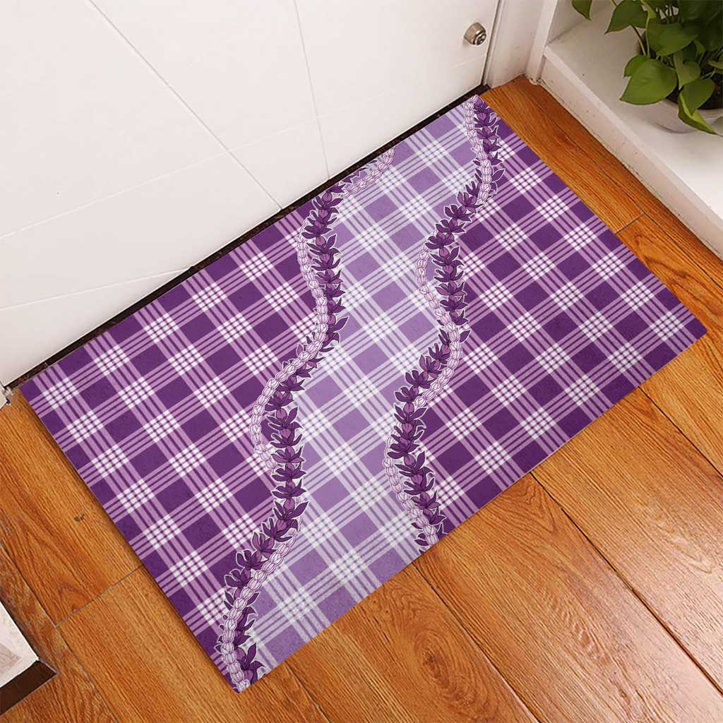 Violet Hawaii Palaka Rubber Doormat Hawaiian Pikake Lei LT05 - Polynesian Pride