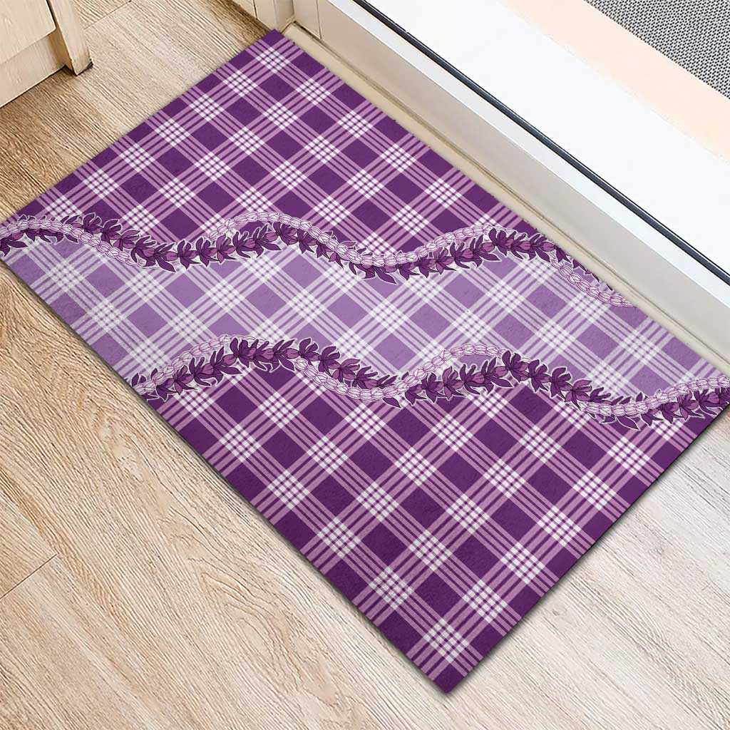 Violet Hawaii Palaka Rubber Doormat Hawaiian Pikake Lei LT05 - Polynesian Pride