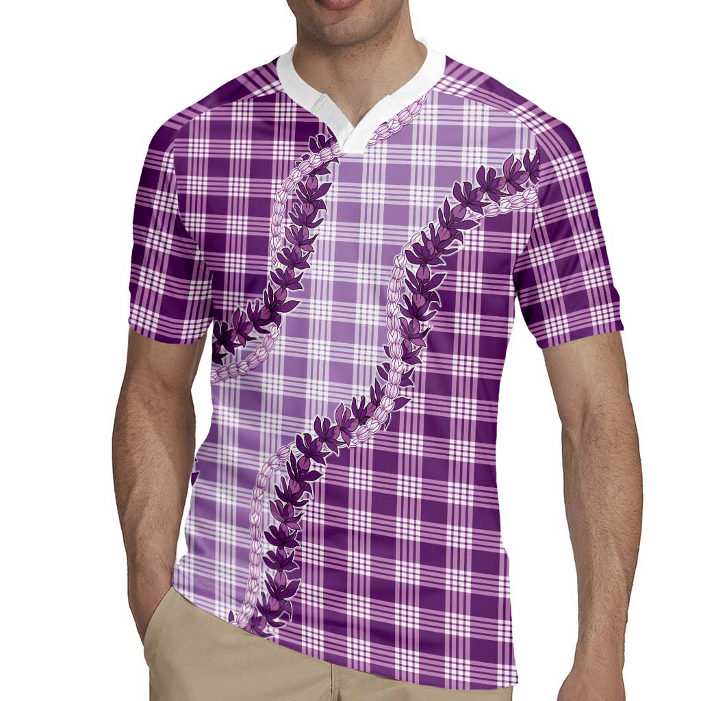 Violet Hawaii Palaka Rugby Jersey Hawaiian Pikake Lei LT05 - Polynesian Pride