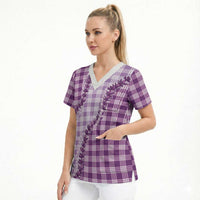 Violet Hawaii Palaka Scrub Top Hawaiian Pikake Lei LT05 - Polynesian Pride