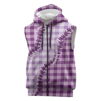 Violet Hawaii Palaka Sleeveless Zip Hoodie Hawaiian Pikake Lei LT05 Violet - Polynesian Pride