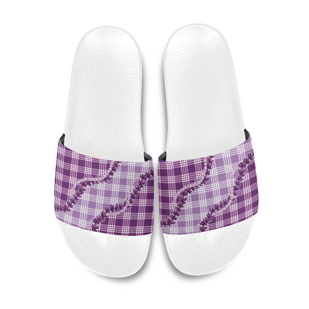 Violet Hawaii Palaka Slide Sandals Hawaiian Pikake Lei LT05 Violet - Polynesian Pride