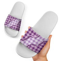 Violet Hawaii Palaka Slide Sandals Hawaiian Pikake Lei LT05 - Polynesian Pride