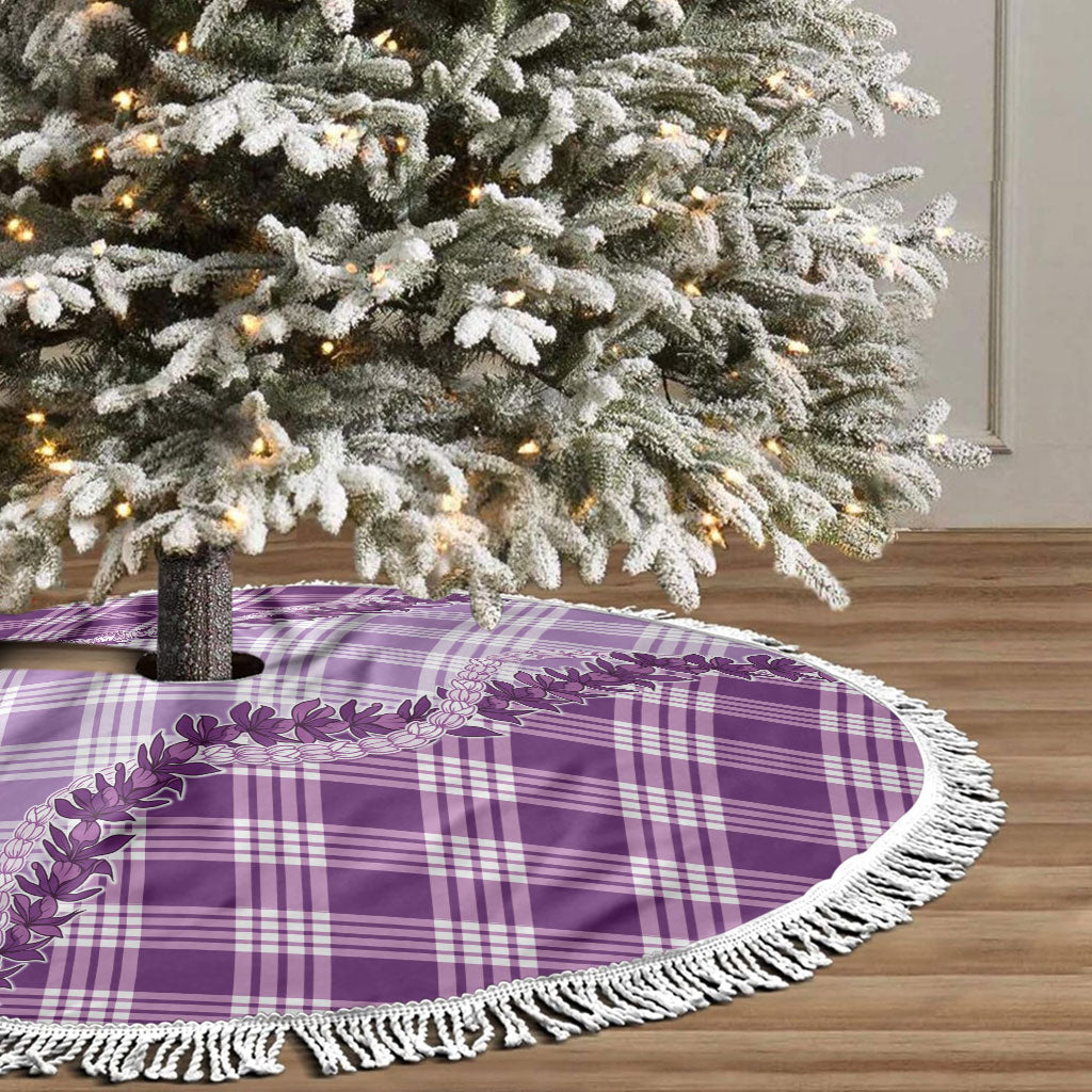 Violet Hawaii Palaka Tree Skirt Hawaiian Pikake Lei