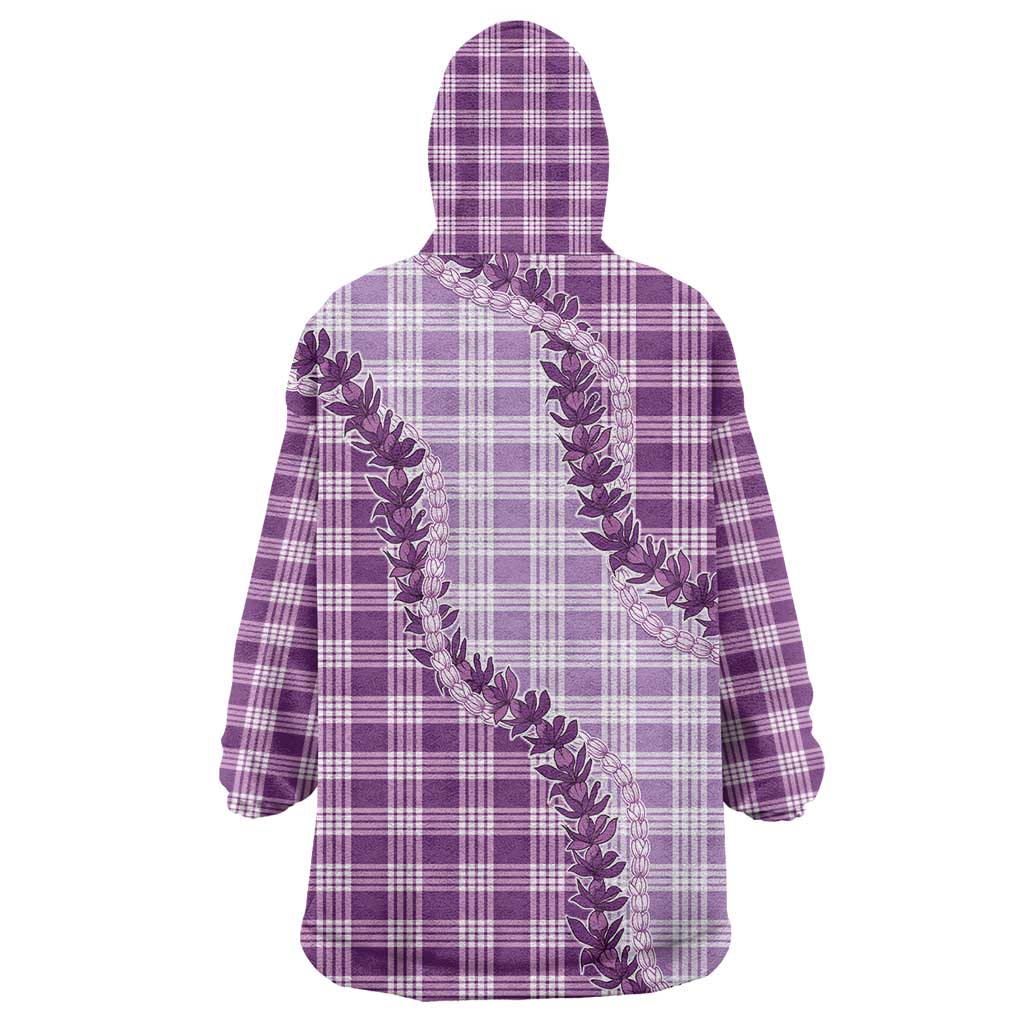 Violet Hawaii Palaka Wearable Blanket Hoodie Hawaiian Pikake Lei LT05 - Polynesian Pride