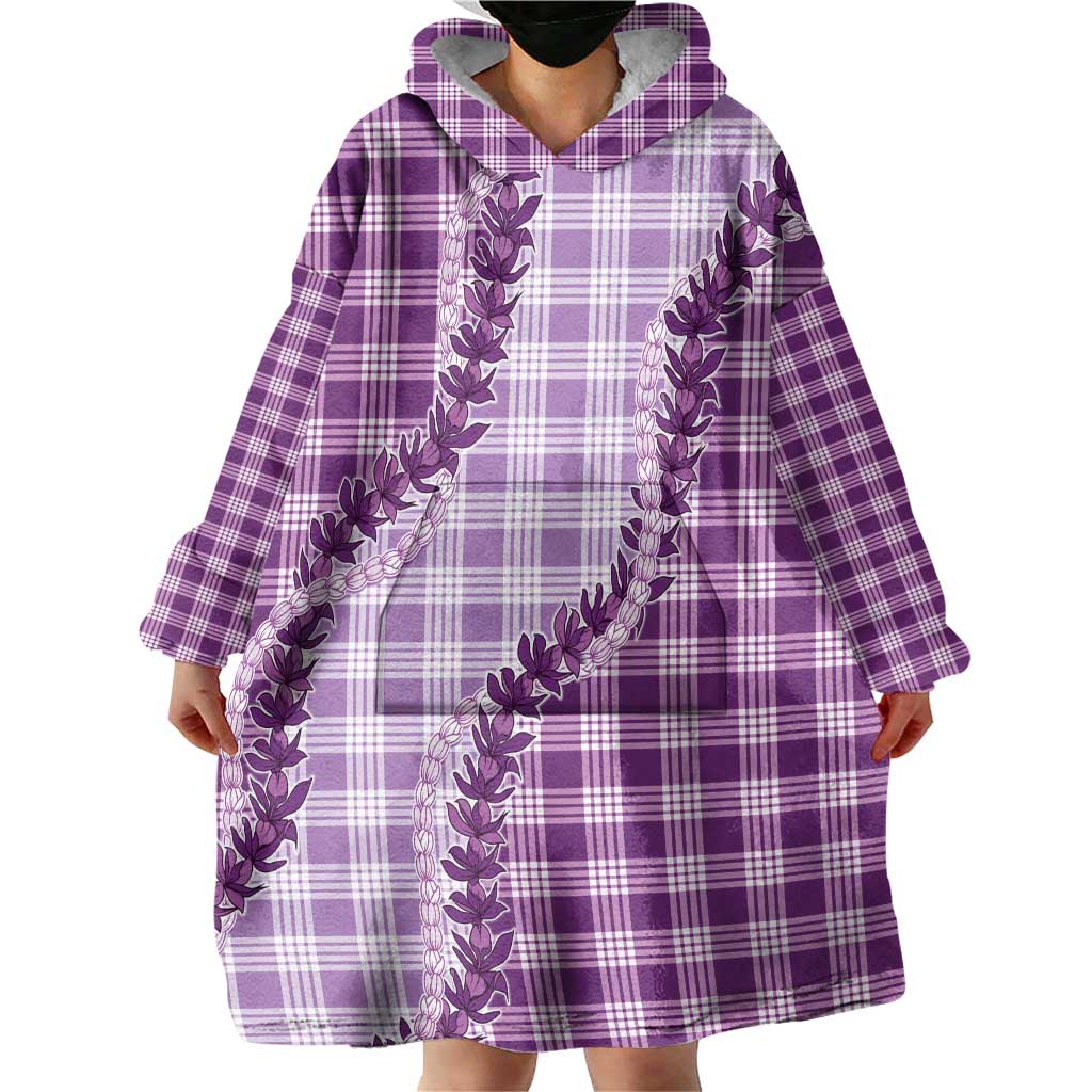 Violet Hawaii Palaka Wearable Blanket Hoodie Hawaiian Pikake Lei LT05 - Polynesian Pride